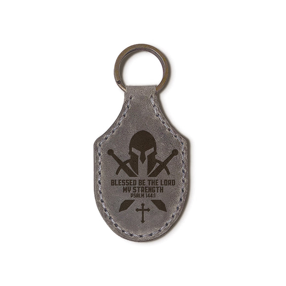 Debossed Leather Keychains – The Lord My Strength – Gray