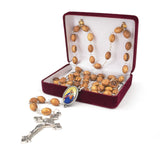 Olive Wood Rosary with Virgin Mary Help of Christians Oval Medal