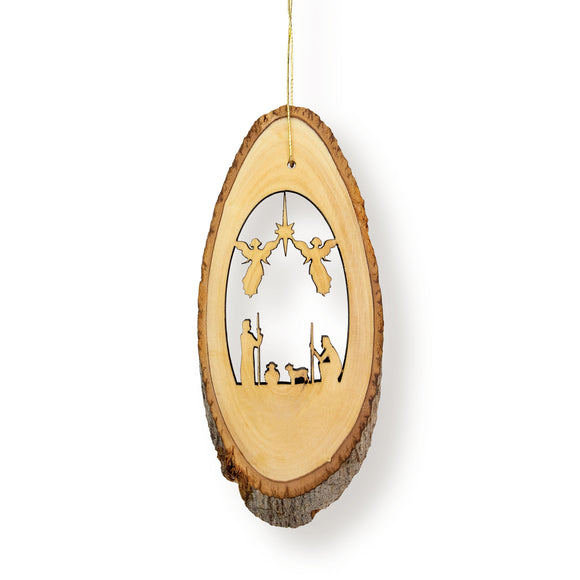 Shepherds with Angels – Live Edge Olive Wood Slab Ornament
