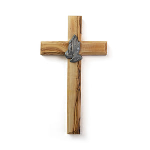 6.75" Praying Hands Olive Wood Wall Cross
