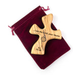 Olive Wood Clinging Cross, I am the Lord your Healer