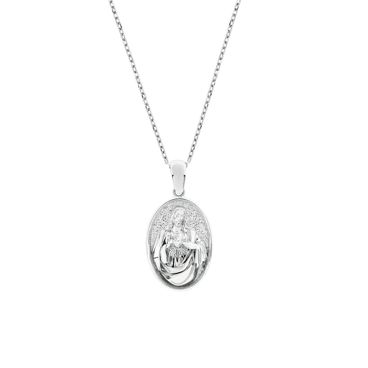 Sacred Heart of Jesus Oval Sterling Silver Pendant – Logos Trading Post ...
