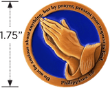 Serenity Prayer Antique Gold Plated Christian Challenge Coin with size diameter measurement