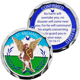 Front and back of St. Michael Confirmation Coin