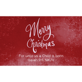 Christmas, Pass Along Scripture Cards, Merry Christmas, Isaiah 9:6, Pack of 25