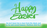 Easter, Pass Along Scripture Cards, Happy Easter, Matthew 28:6, Pack of 25 - Logos Trading Post, Christian Gift