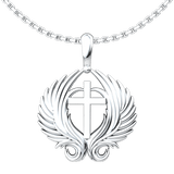 Angel Wings Cross Sterling Silver Pendant with 18 inch chain