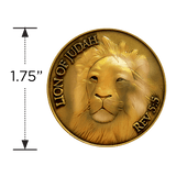 Antique Gold Plated Christian Challenge Coin, Lion of Judah Man of God, "Be Strong and Courageous" - Joshua 1:9 - Logos Trading Post, Christian Gift