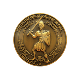 front of Armor of God Antique Gold Plated Christian Challenge Coin