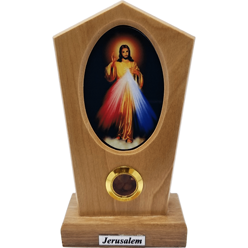 Jesus Divine Mercy Icon Olive Wood Stand