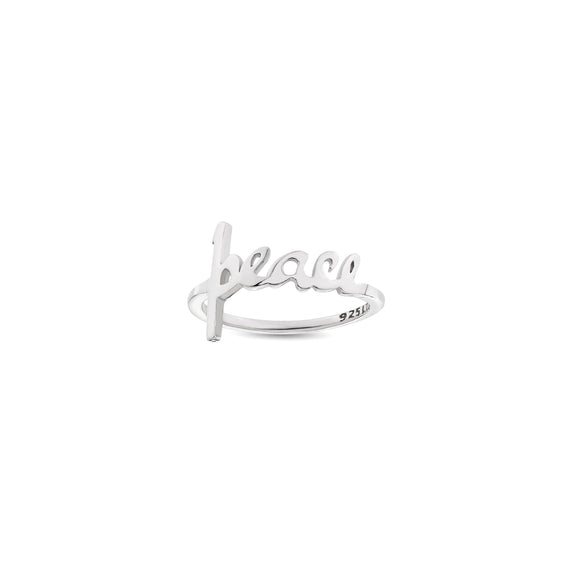 Peace Sterling Silver Script Cross Ring, Words of Life Collection
