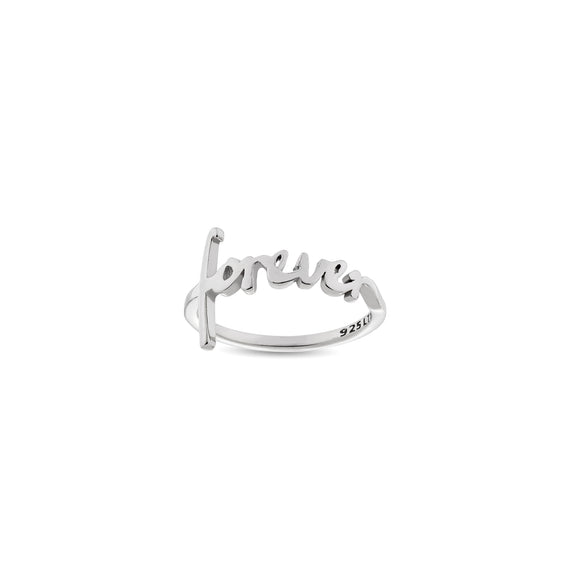 Forever Sterling Silver Script Cross Ring, Words of Life Collection