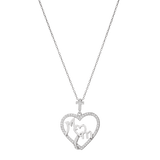 Mom Outline Heart  Pendant with Cubic  Zirconia Accents and  Cross