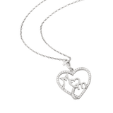 Mom Outline Heart  Pendant with Cubic  Zirconia Accents and  Cross