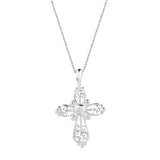 Sterling Silver Filigree Birthstone Cross Necklace - March