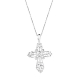 Sterling Silver Filigree Birthstone Cross Necklace - March