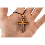 Pointed Cut-Out Cross, Olive Wood Necklace