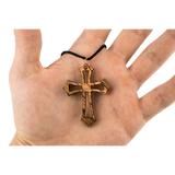 Trefoil Openwork Cross, Olive Wood Necklace
