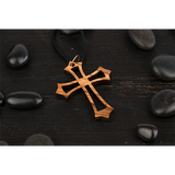 Trefoil Openwork Cross, Olive Wood Necklace