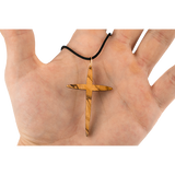 Simple Pointed Cross, Olive Wood Necklace