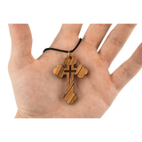 Budded Cross-in-Cross Olive Wood Necklace
