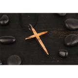 Simple Pointed Cross, Olive Wood Necklace