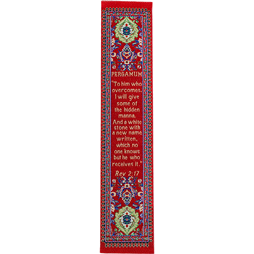 Woven Fabric Christian Bookmark: Promises of the Seven Churches of Revelations - Revelations 2:17