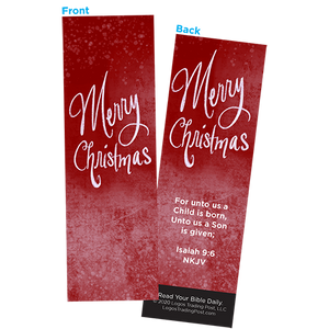 Children and Youth Bookmark, Merry Christmas, Isaiah 9:6, Pack of 25, Handouts for Classroom, Sunday School, and Bible Study