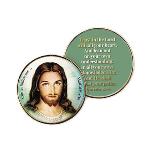 Front and back of Sacred Heart of Jesus Christian Challenge Coin