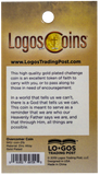 back of Overcomers Gold Plated Challenge Coin For Men and Boys packaging