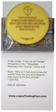 back of Overcomers Gold Plated Challenge Coin For Men and Boys in packaging