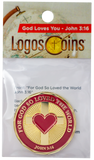 front of "For God So Loved the World" Gold Plated Challenge Coin in packaging
