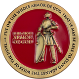 Front of Armor of God Antique Gold-Plated Religious Challenge Coin