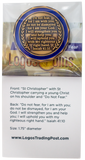 back of Saint Christopher Antique Gold Plated Challenge Coin in packaging