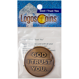 front of God I Trust You Christian Antique Gold Plated Challenge Coin in packaging