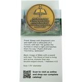 back of Pastor Appreciation Antique Gold Plated Prayer Coin in packaging