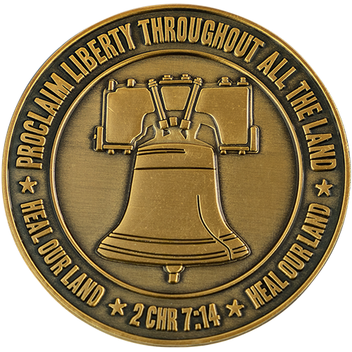 Front: The Liberty Bell, with text 