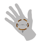 Olive Wood Stretch Bracelet, White Bears and Cross Dangle dimension