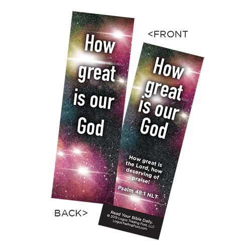 Children's Christian Bookmark, How Great is our God, Psalm 48:1 - Pack of 25