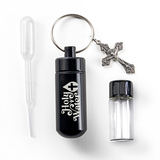 Catholic Holy Water Bottle Keychain Kit - Black