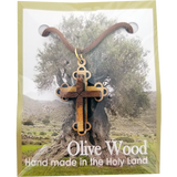 Olive Wood Raised Filigree Bottony Cross Necklace packaging