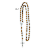 Olive Wood Rosary with Virgin Mary and Jesus Silver Oval Medal and Jerusalem Soil measurements