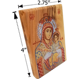 Virgin Mary of Bethlehem Olive Wood Color Icon dimensions