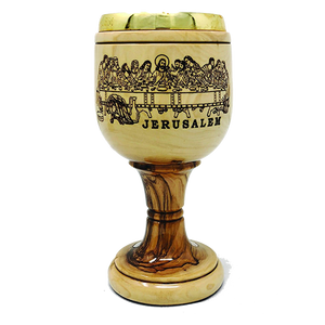 Holy Land Olive Wood Chalice - The Last Supper