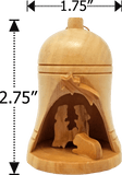 Nativity Bell Ornament  -3D - Holy Land Olive Wood - Medium dimensions