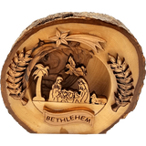 Holy Land Olive Wood Round Nativity with Bark