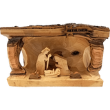 Nativity Grotto Log With Bark 3D Holy Land Olive Wood - Large- Made in Bethlehem