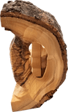 Nativity Grotto Log With Bark 3D Holy Land Olive Wood - Large- Made in Bethlehem side view