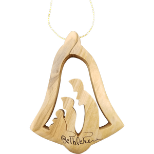 Olive Wood Bethlehem Bell Nativity 3" Ornament