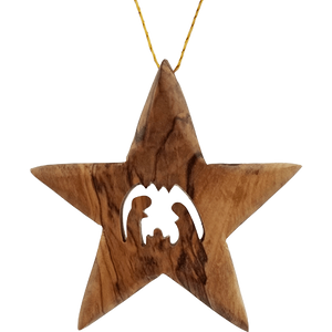 Olive Wood Bethlehem Star Nativity 3" Ornament
